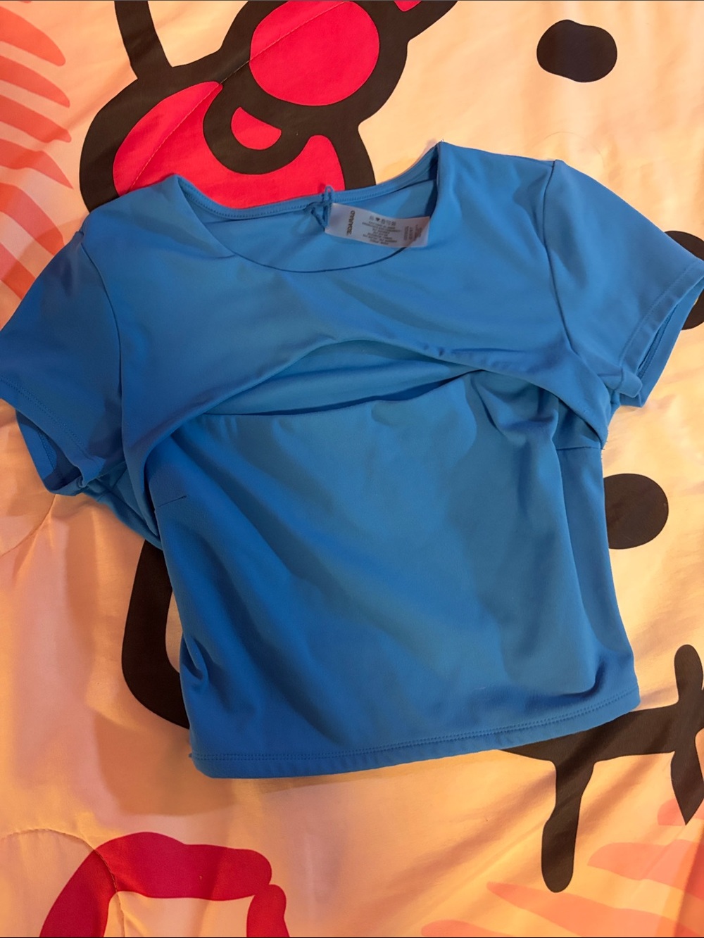 Garage Bright Blue Cropped Crew Neck Tee